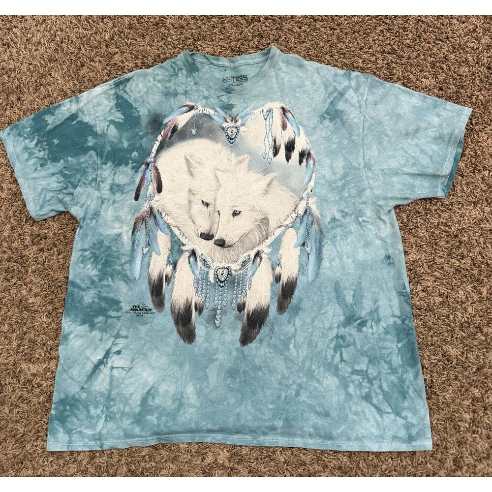 VTG 2013 The Mountain White Wolves Dreamcatcher Tee Blue Tie Dye Niagara 2XL